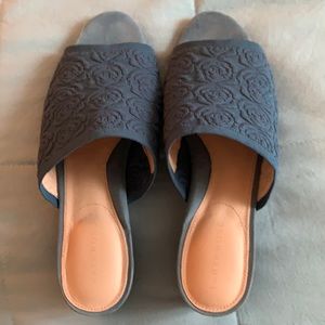 Taryn Rose blue mules. Worn once. EUC